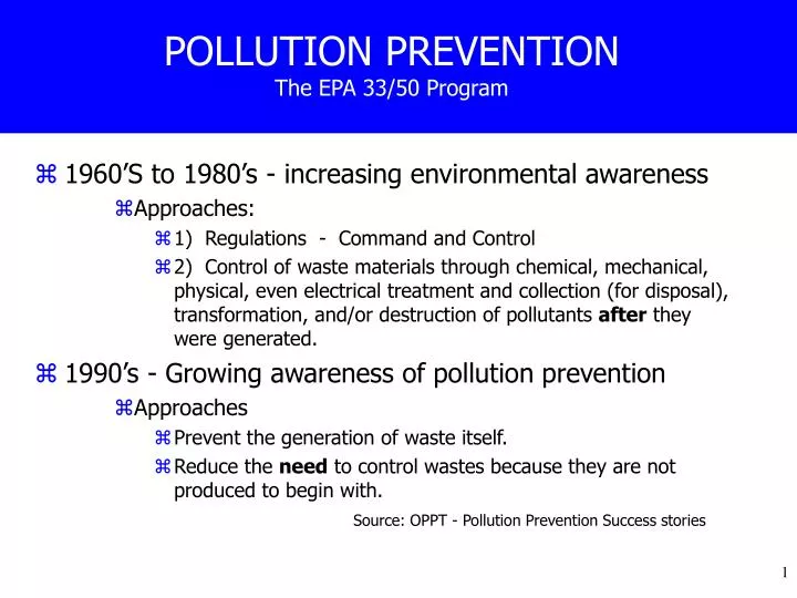 pollution prevention the epa 33 50 program