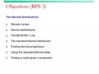 Objectives (BPS 3)