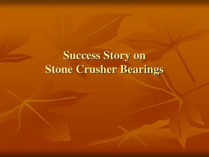 success story on stone crusher bearings