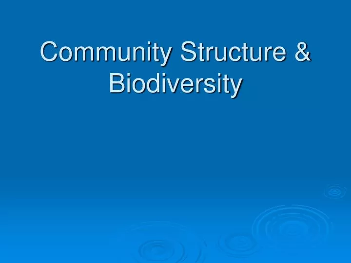 community structure biodiversity