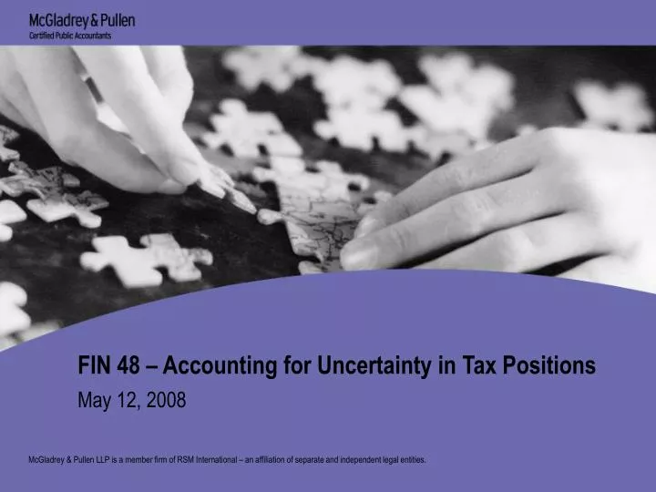 fin 48 accounting for uncertainty in tax positions