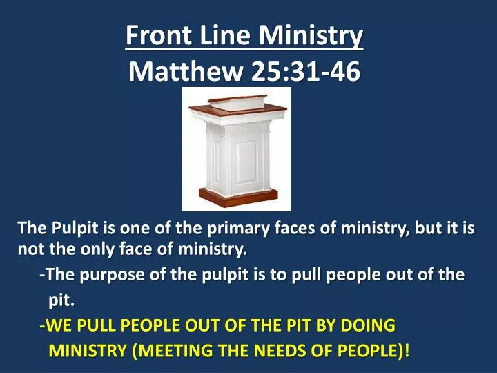 front line ministry matthew 25 31 46