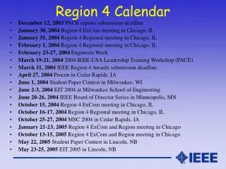 Region 4 Calendar