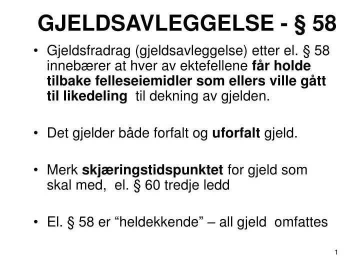 gjeldsavleggelse 58