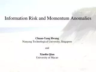 Information Risk and Momentum Anomalies
