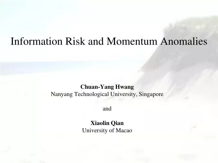information risk and momentum anomalies
