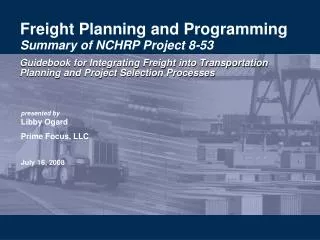Freight Planning and Programming