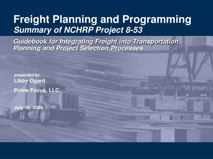 freight planning and programming