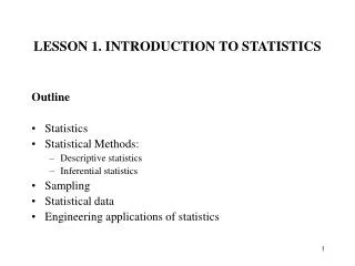 LESSON 1. INTRODUCTION TO STATISTICS