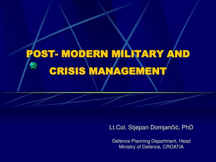 post modern military and crisis management