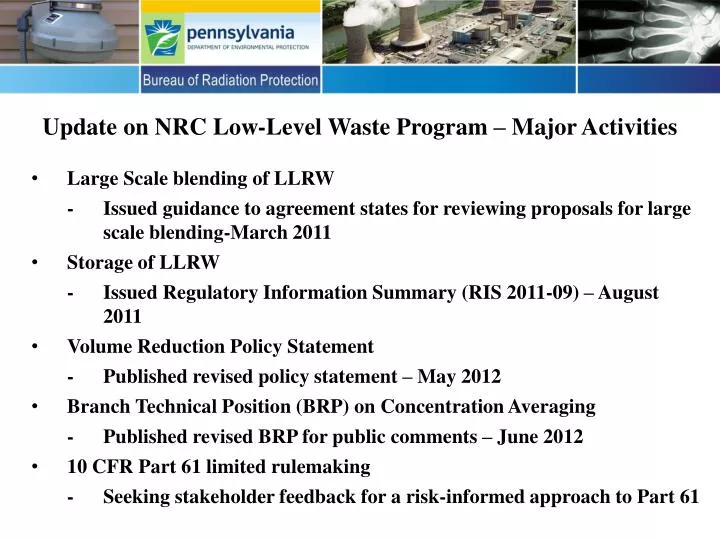 update on nrc low level waste program major activities