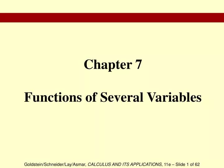 chapter 7 functions of several variables