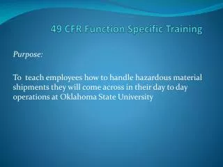 49 CFR Function Specific Training