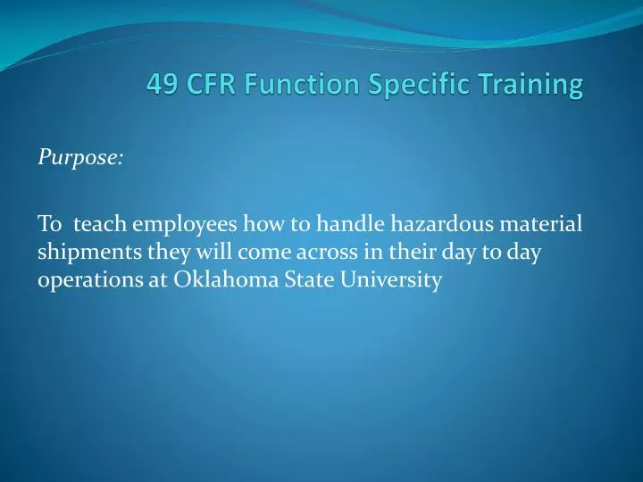 49 cfr function specific training