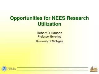 Opportunities for NEES Research Utilization