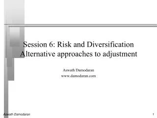 Session 6: Risk and Diversification Alternative approaches to adjustment