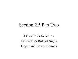 Section 2.5 Part Two