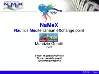 NaMeX Na utilus Me diterranean e X change point Maurizio Goretti CEO