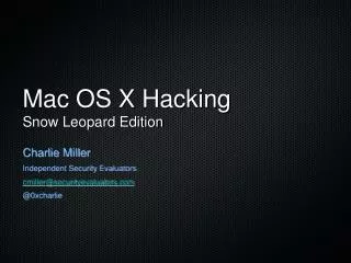 Mac OS X Hacking Snow Leopard Edition