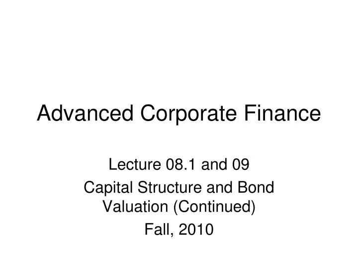 advanced corporate finance