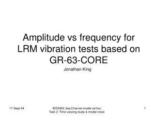 Amplitude vs frequency for LRM vibration tests based on GR-63-CORE