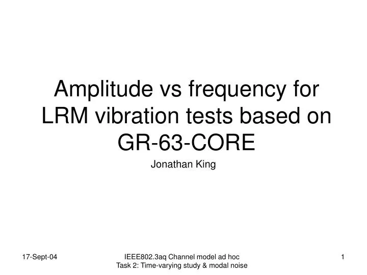 amplitude vs frequency for lrm vibration tests based on gr 63 core