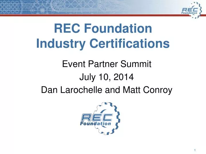 rec foundation industry certifications