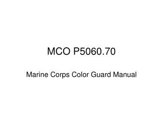 MCO P5060.70