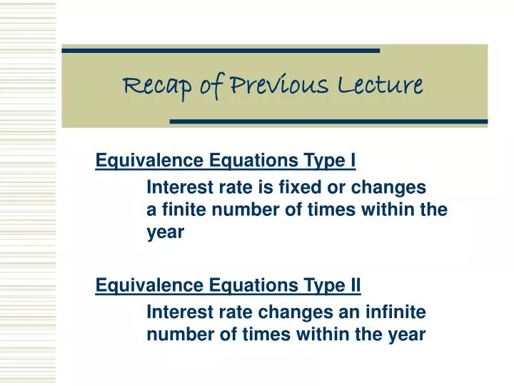recap of previous lecture