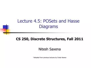 Lecture 4.5: POSets and Hasse Diagrams