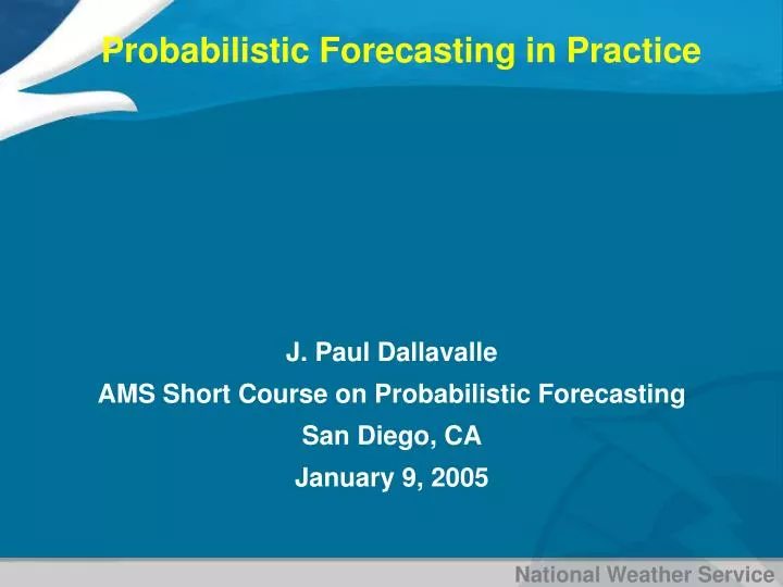 probabilistic forecasting in practice