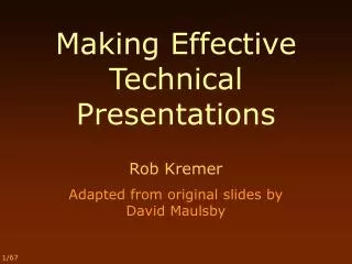 Making Effective Technical Presentations