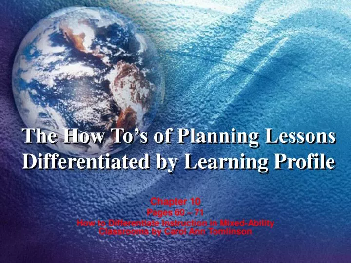 the how to s of planning lessons differentiated by learning profile