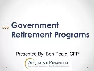 Government Retirement Programs