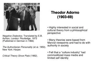 Theodor Adorno (1903-69)