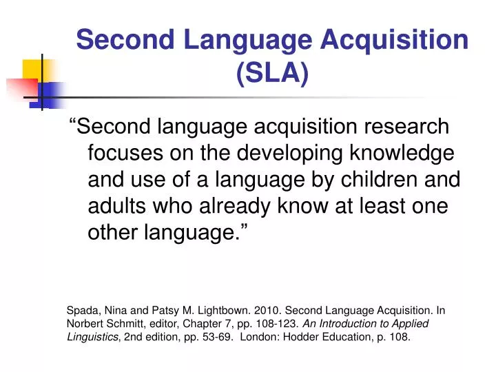 second language acquisition sla