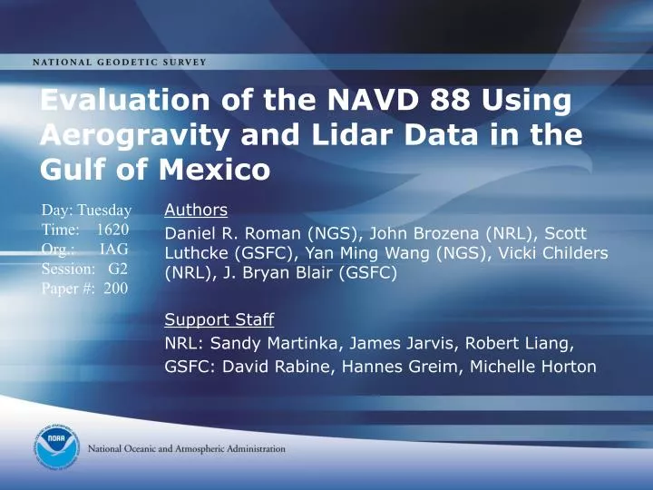 evaluation of the navd 88 using aerogravity and lidar data in the gulf of mexico