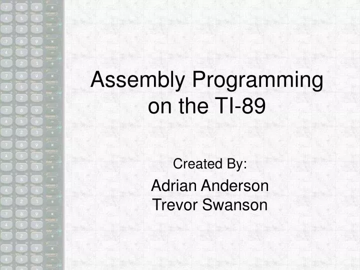 assembly programming on the ti 89