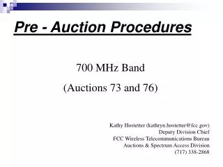 Pre - Auction Procedures