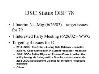 DSC Status OBF 78