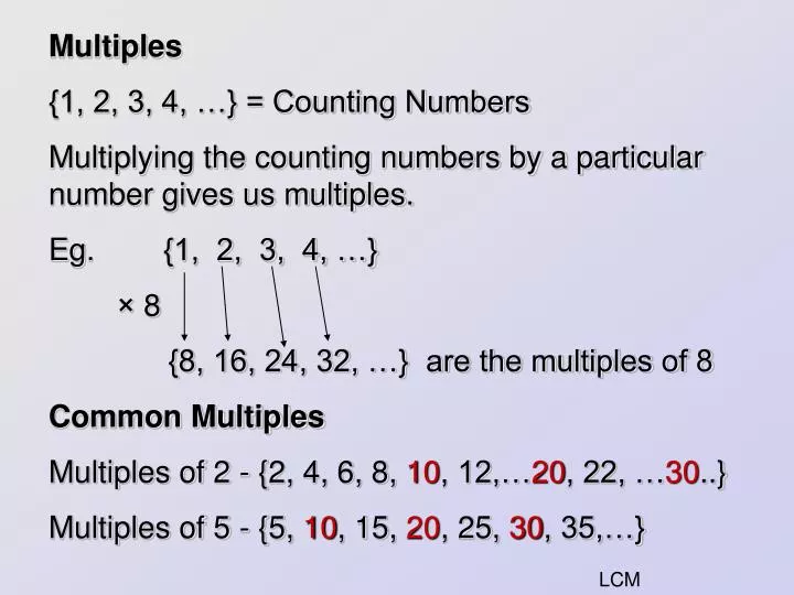 PPT - Multiples {1, 2, 3, 4, …} = Counting Numbers PowerPoint ...