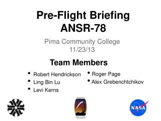 Pre-Flight Briefing ANSR-78