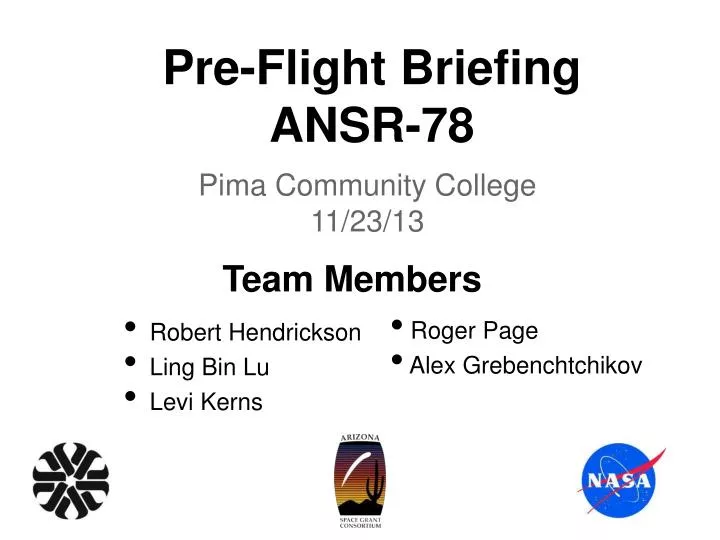 pre flight briefing ansr 78