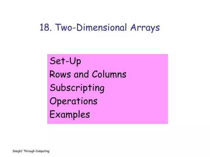 18 two dimensional arrays