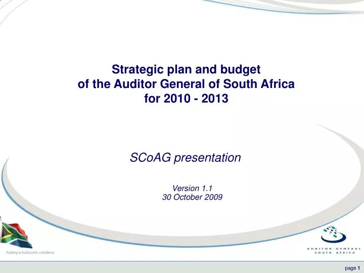 strategic plan and budget of the auditor general of south africa for 2010 2013