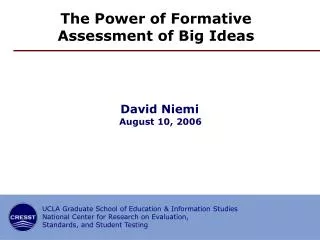 The Power of Formative Assessment of Big Ideas