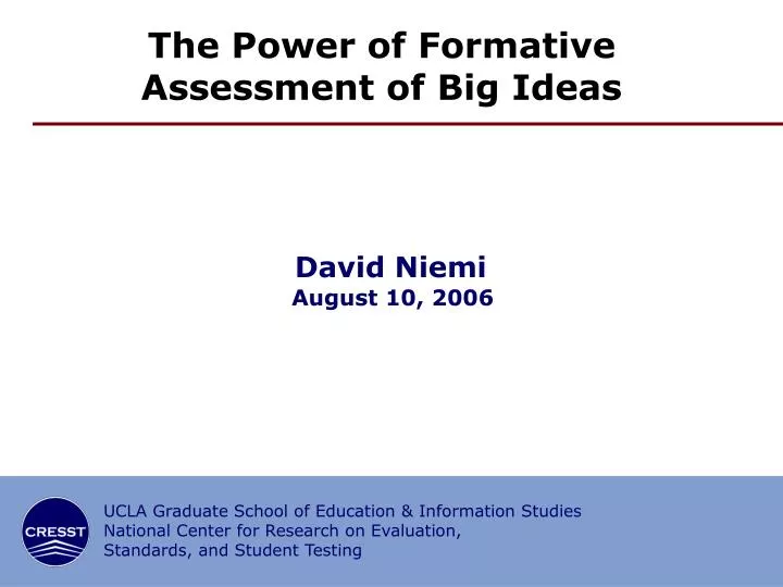 the power of formative assessment of big ideas