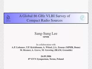 A Global 86 GHz VLBI Survey of Compact Radio Sources
