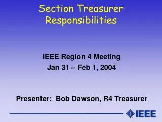 Section Treasurer Responsibilities