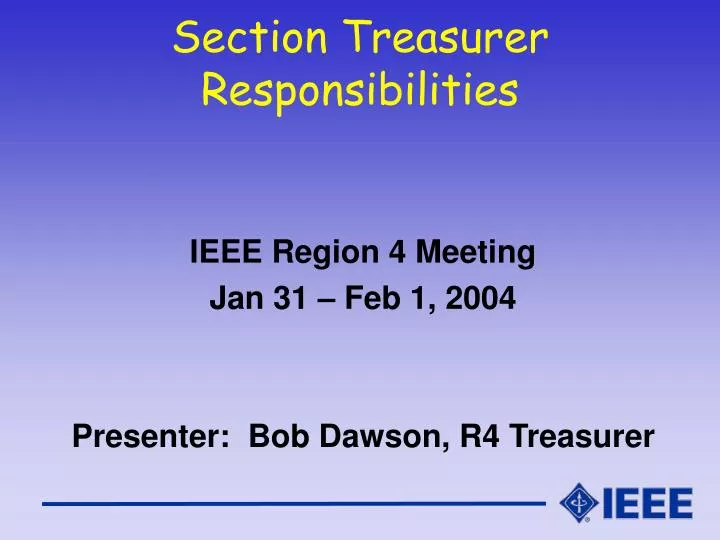 section treasurer responsibilities